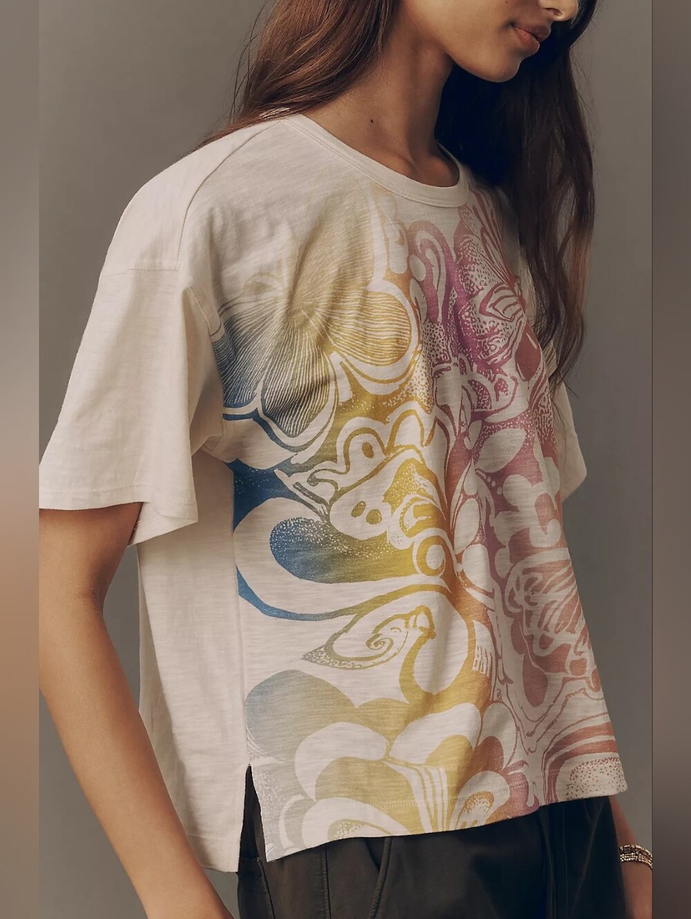 ❣️🪷NWT Anthropologie Pilcro Cotton Notched Hem Tee